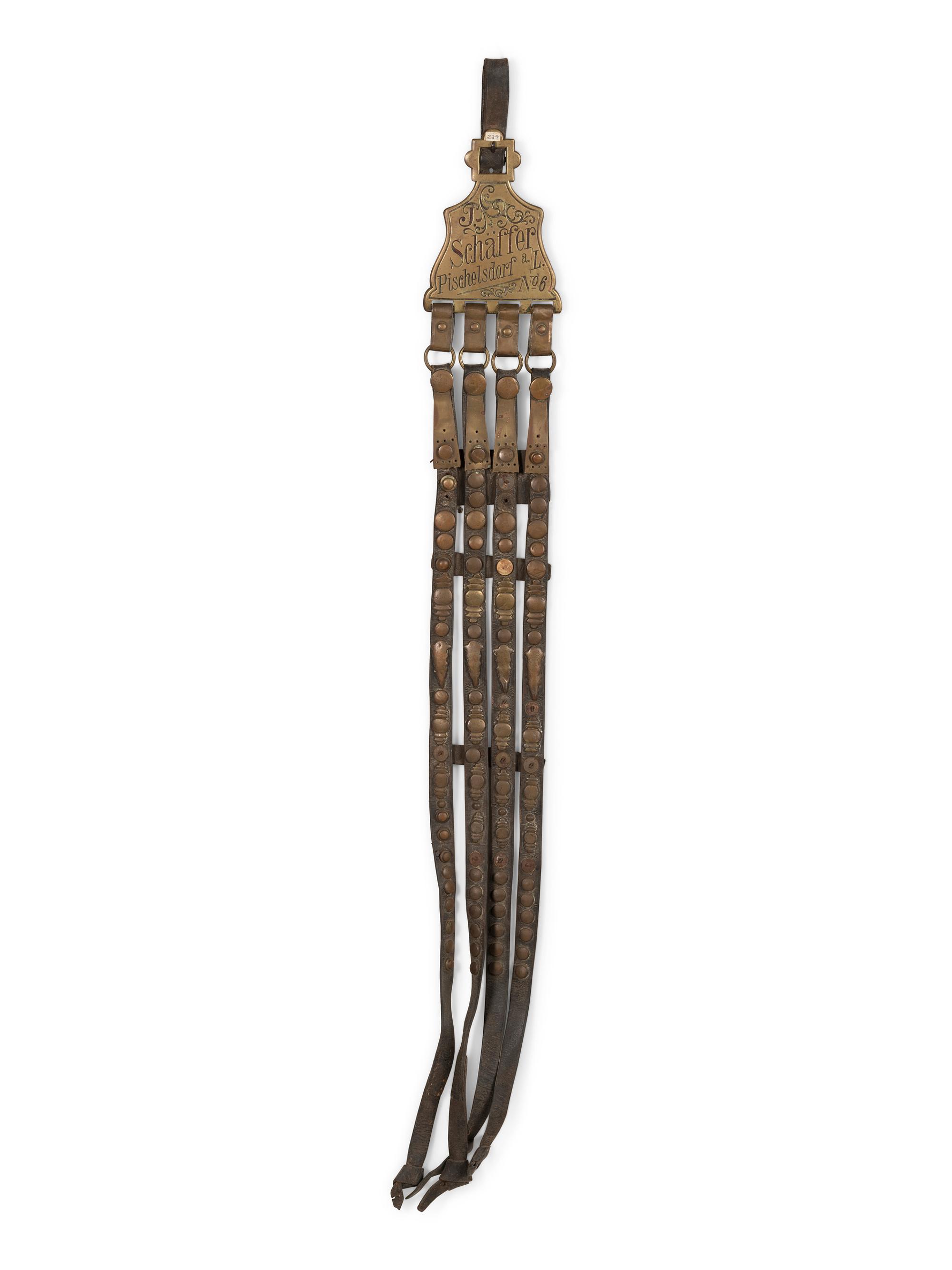 A German Leather and Engraved Brass Horse Harness
