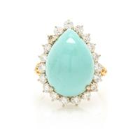 A Yellow Gold, Turquoise and Diamond Ring, 4.50 dwts.