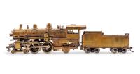 A Tenshodo Brass HO-Gauge 4-4-2 Locomotive and Tender