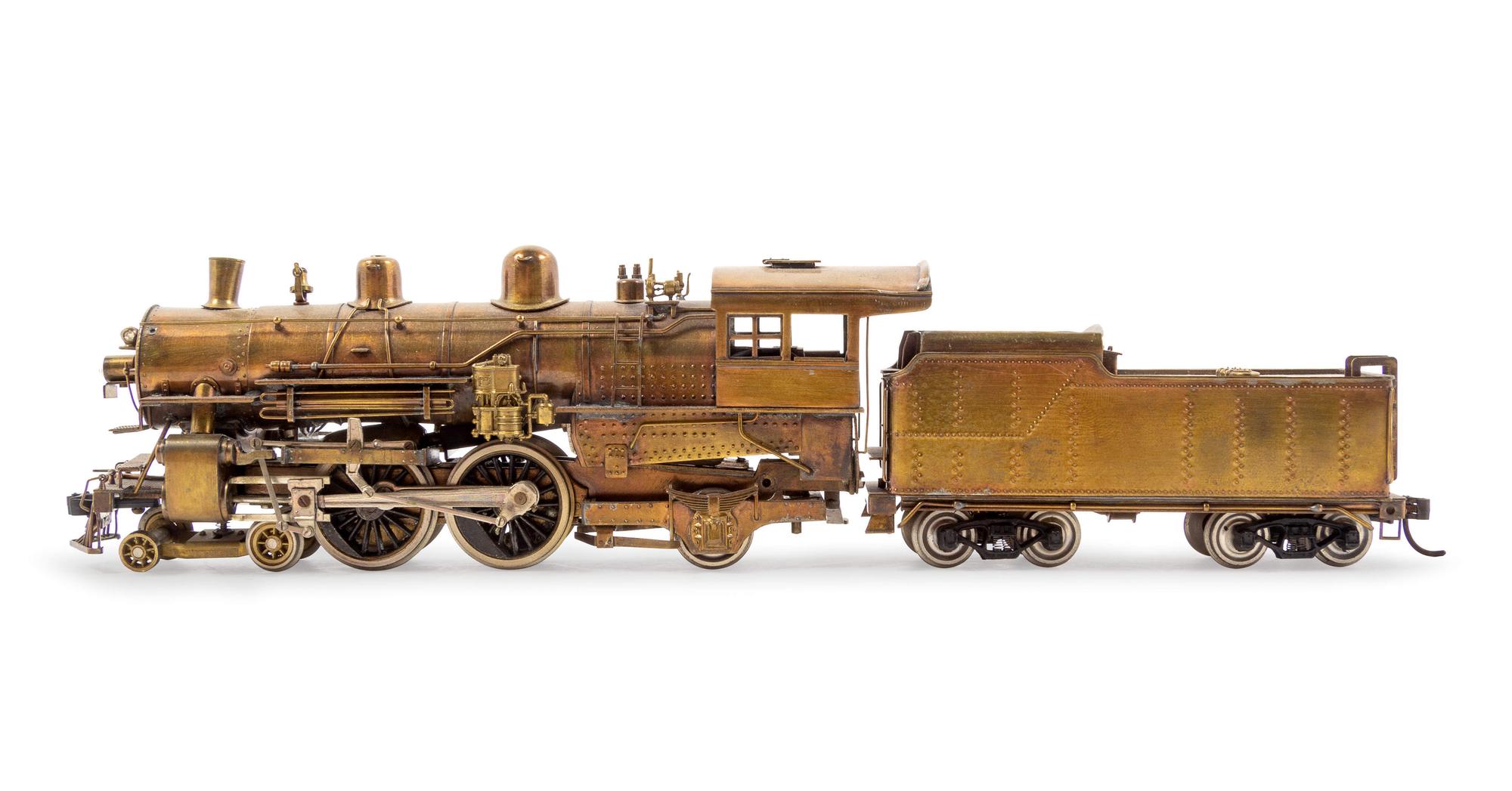 A Tenshodo Brass HO-Gauge 4-4-2 Locomotive and Tender