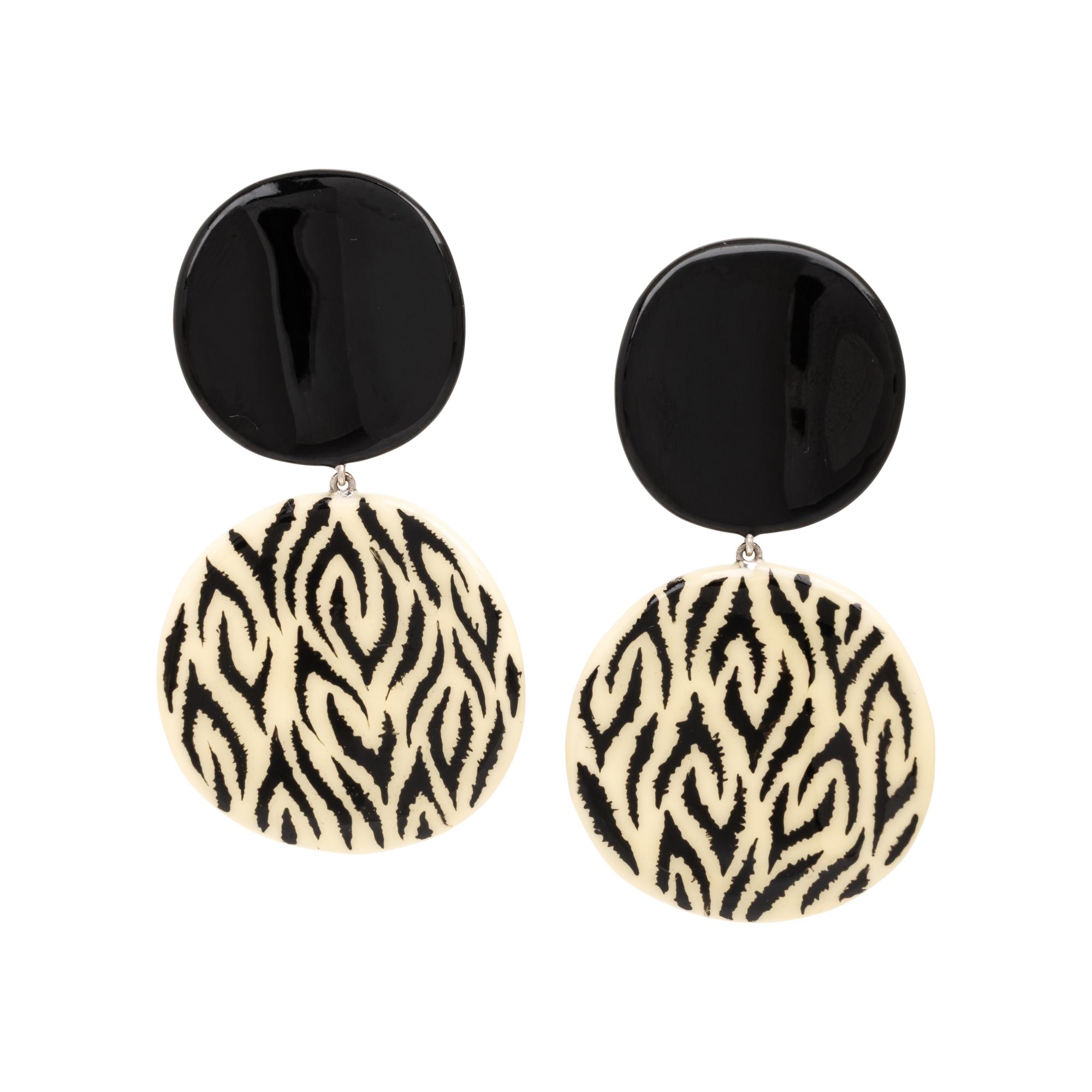 Sabbadini, Zebra Print Enamel Earrings