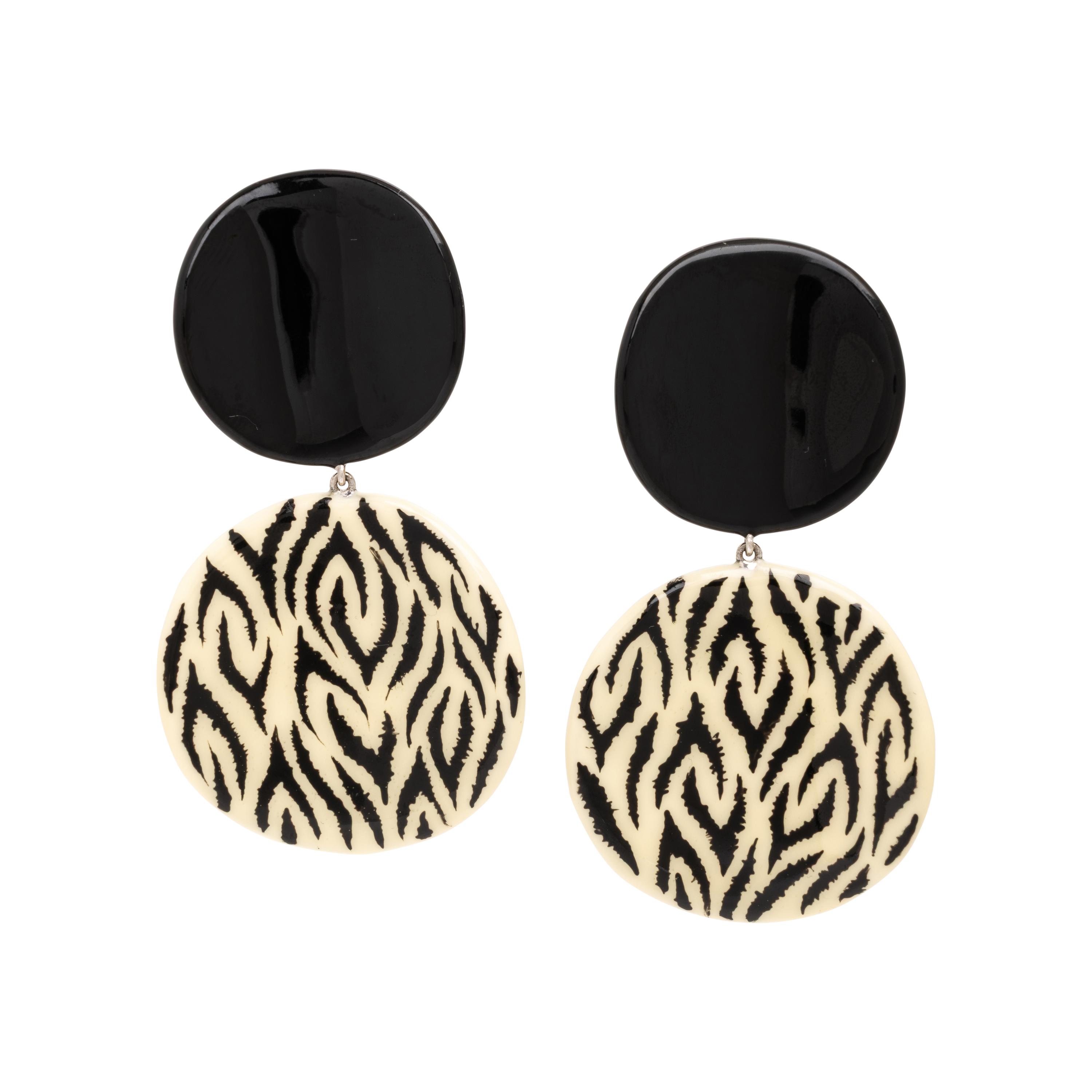 Sabbadini, Zebra Print Enamel Earrings
