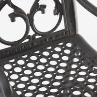 A pair of black-painted cast iron garden armchairs and bench Jacob Sobers, Philadelphia, PA, and John Mclean, New York, NY, late 19th century