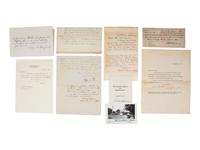 [PRESIDENTS]. Signed documents and ephemera featuring signatures of J.Q. ADAMS, FILLMORE, MCKINLEY, CLEVELAND, HARRISON, HARDING, and HAYES.