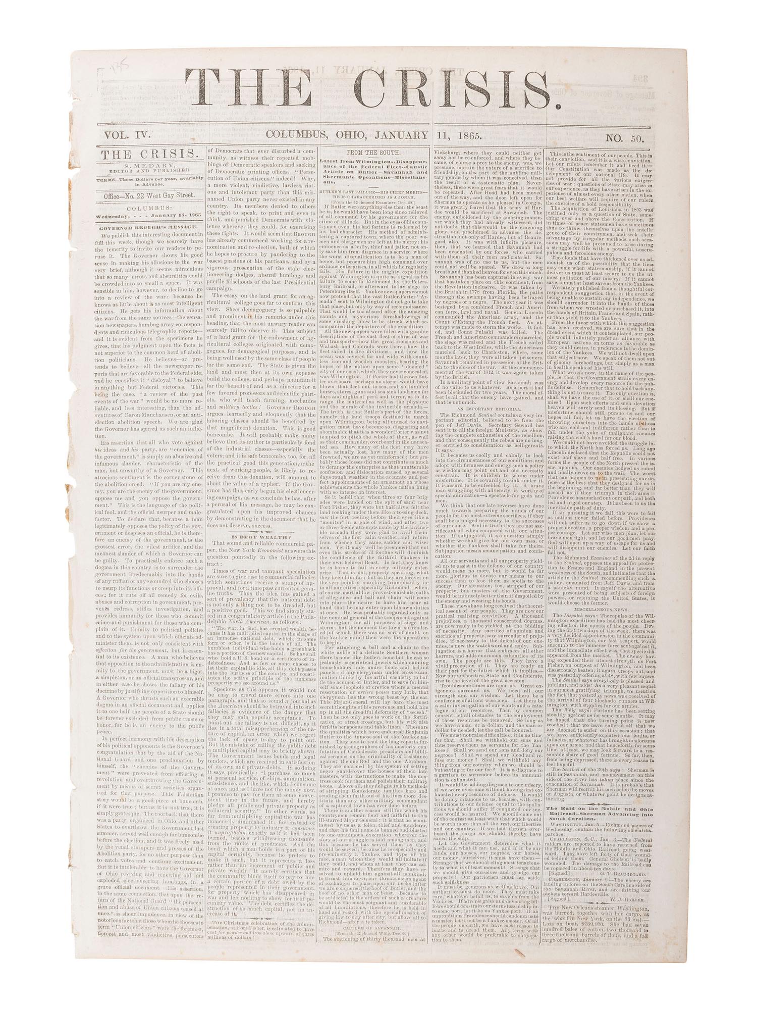 [CIVIL WAR]. A group of Civil War-era newspapers, comprising: