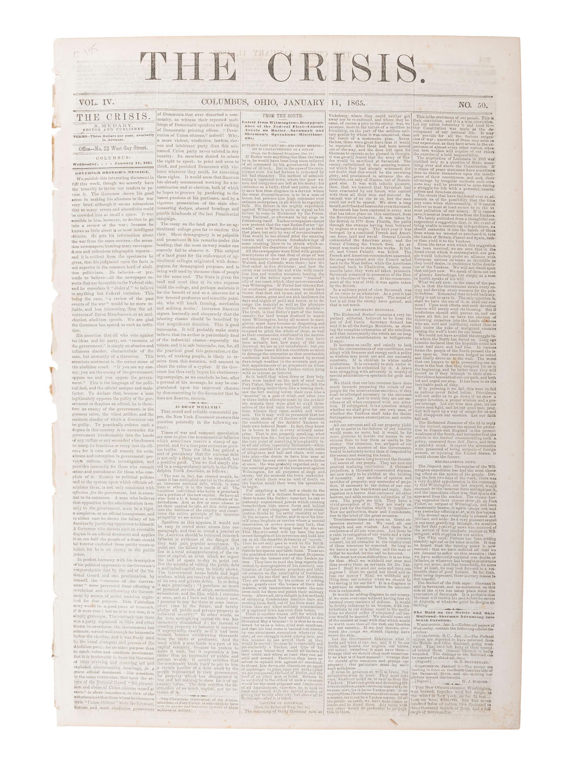 [CIVIL WAR]. A group of Civil War-era newspapers, comprising: