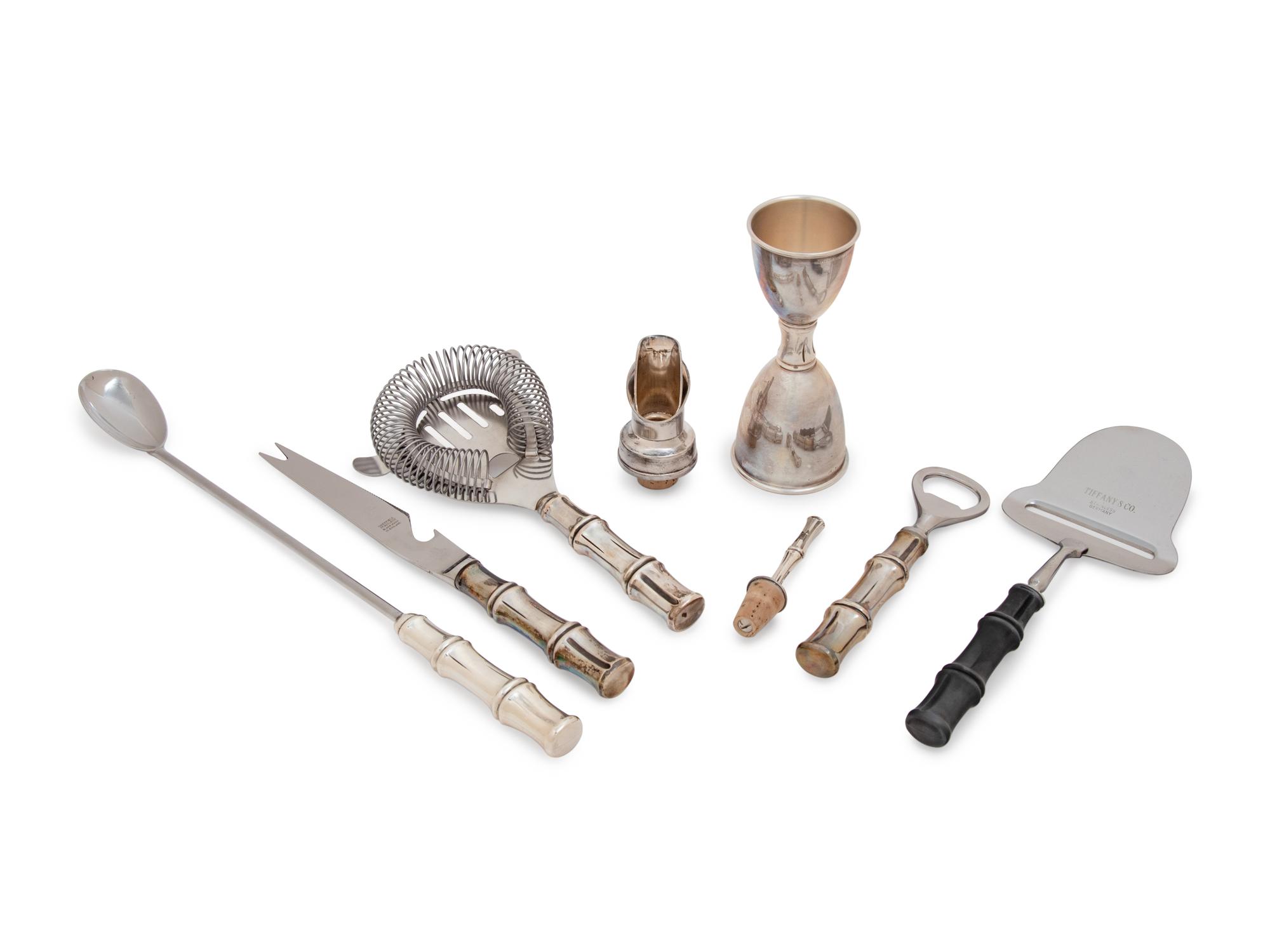 A Group of Seven Tiffany & Co. Bamboo Pattern Bar Articles