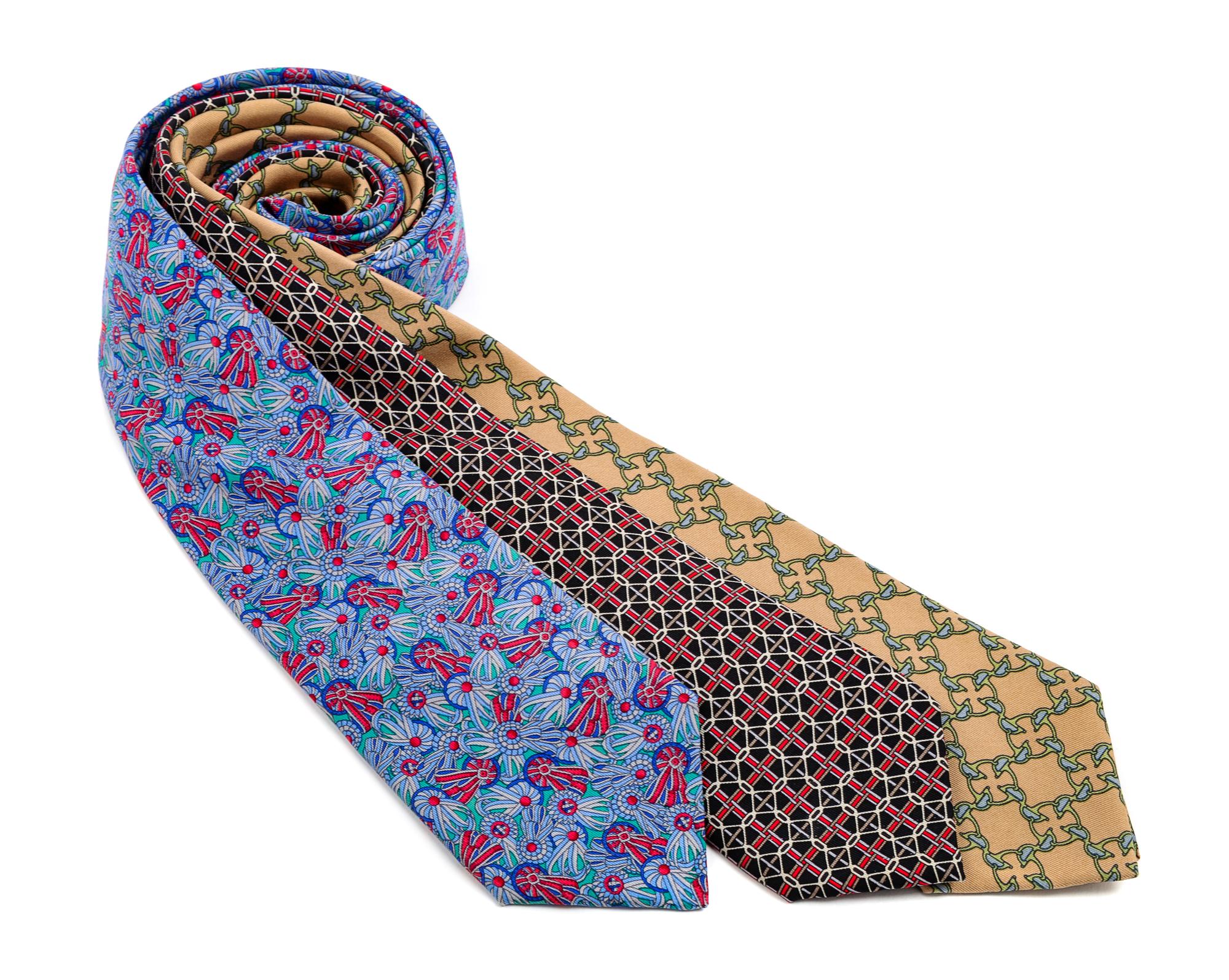 A Group of Three Hermès Silk Ties,