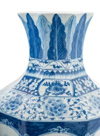 Two Chinese Export Blue and White Porcelain Baluster Vases
