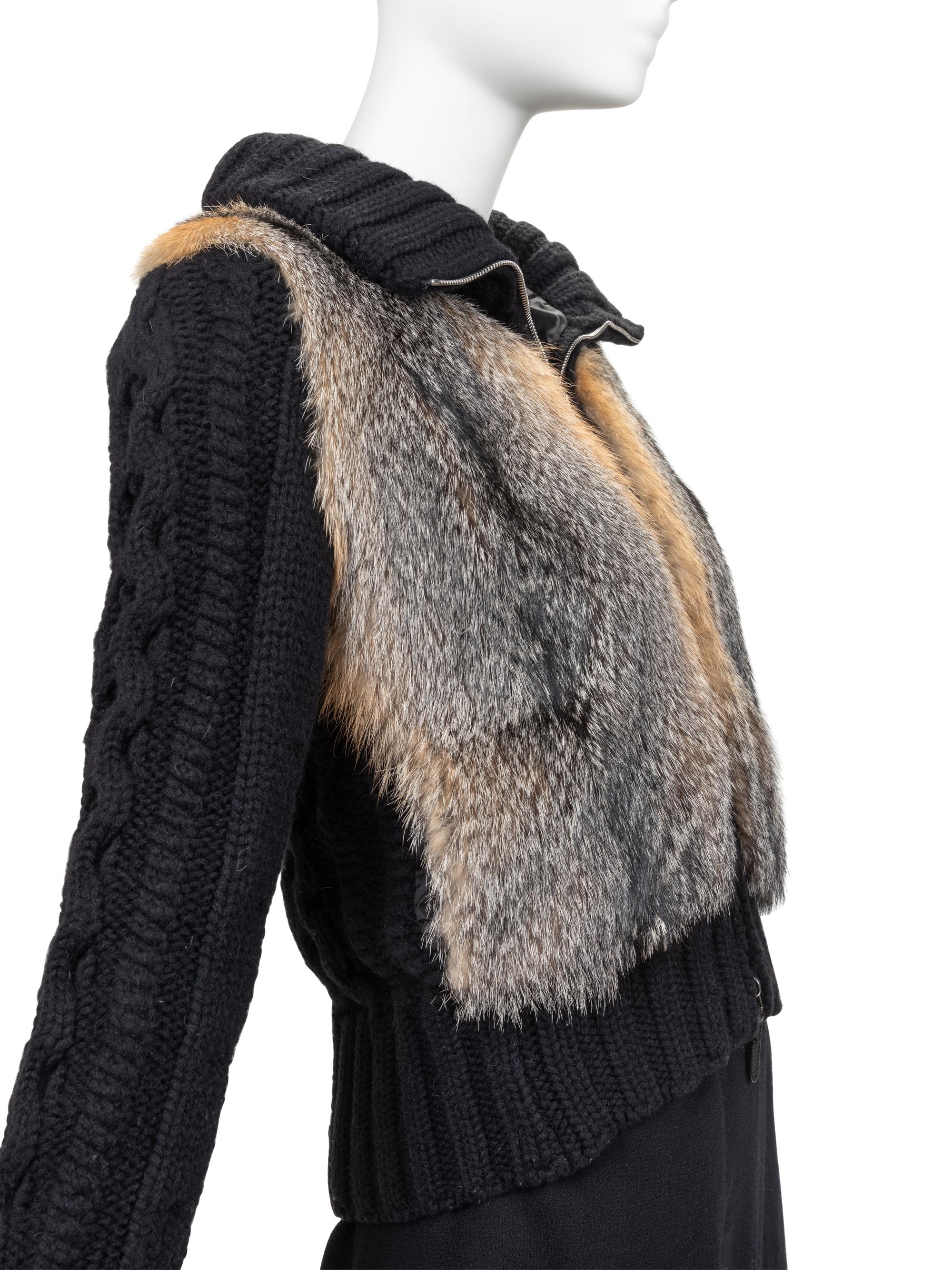 Gucci Fox Fur Trimmed Knit Jacket, 2007