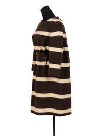Madame Grès Haute Couture Wool Striped Dress with Leather Belt, 1960s