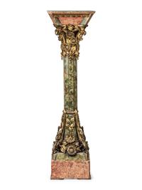 A Continental Onyx, Marble and Gilt Bronze Pedestal