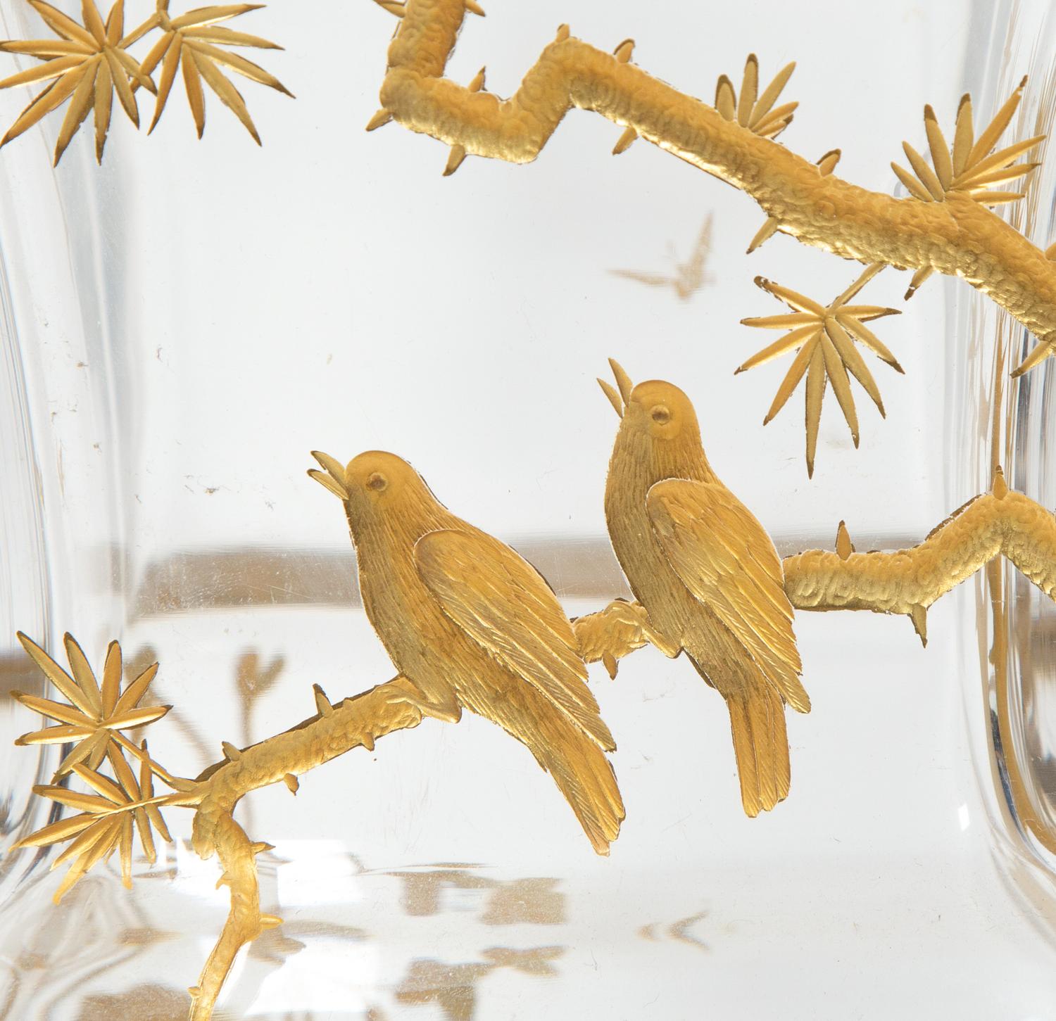 A Gilt Metal Mounted Baccarat Japonisme Glass Vase