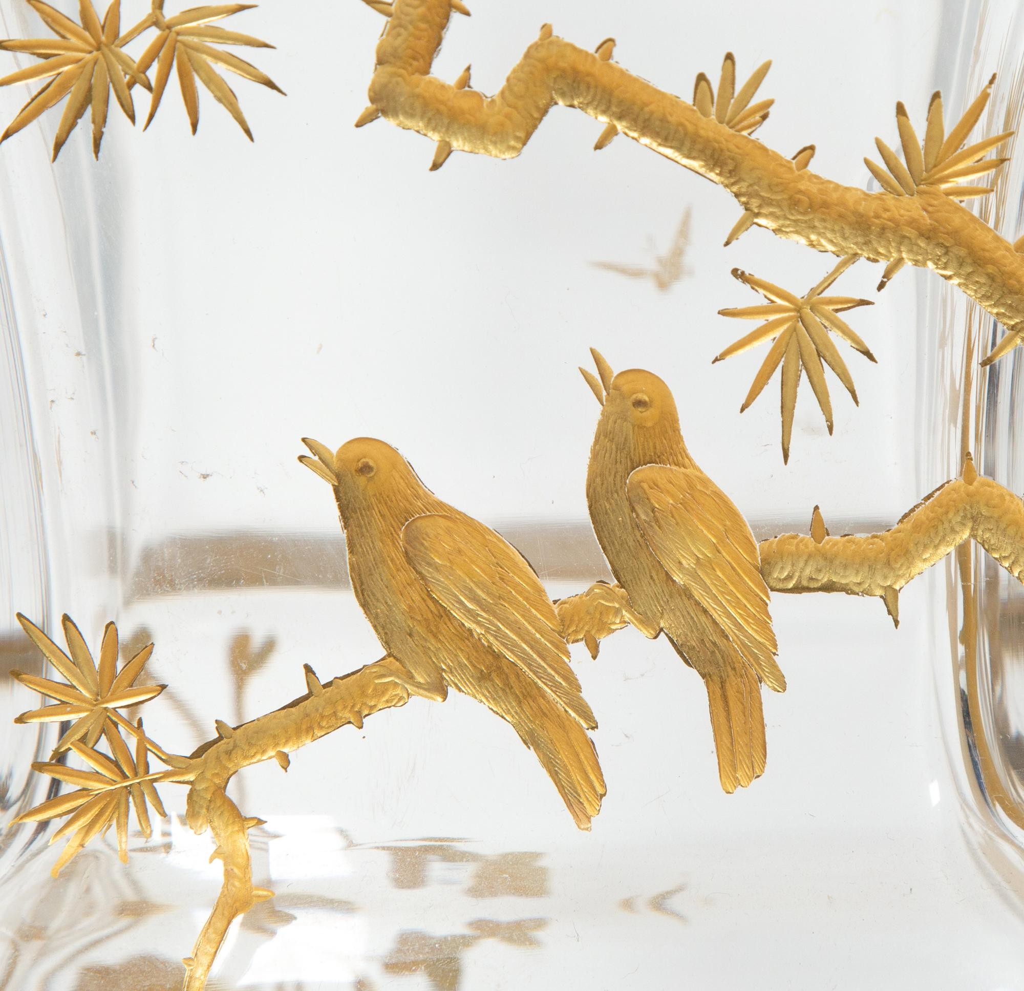 A Gilt Metal Mounted Baccarat Japonisme Glass Vase