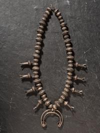 Navajo Coin and Turquoise Squash Blossom Necklace