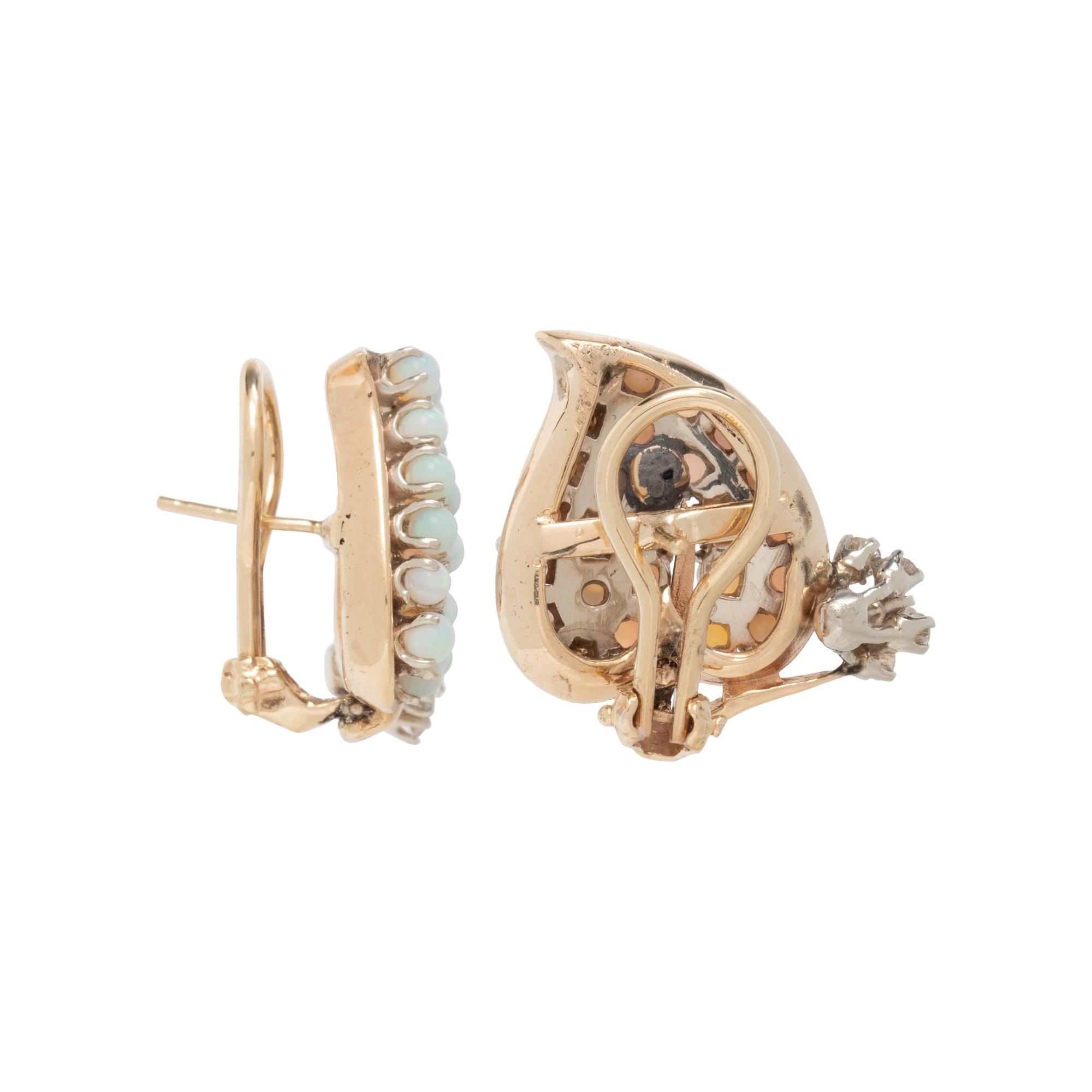 OPAL AND DIAMOND EARCLIPS