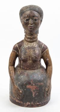 A Polychrome Decorated Wood Figure Height 18 inches.