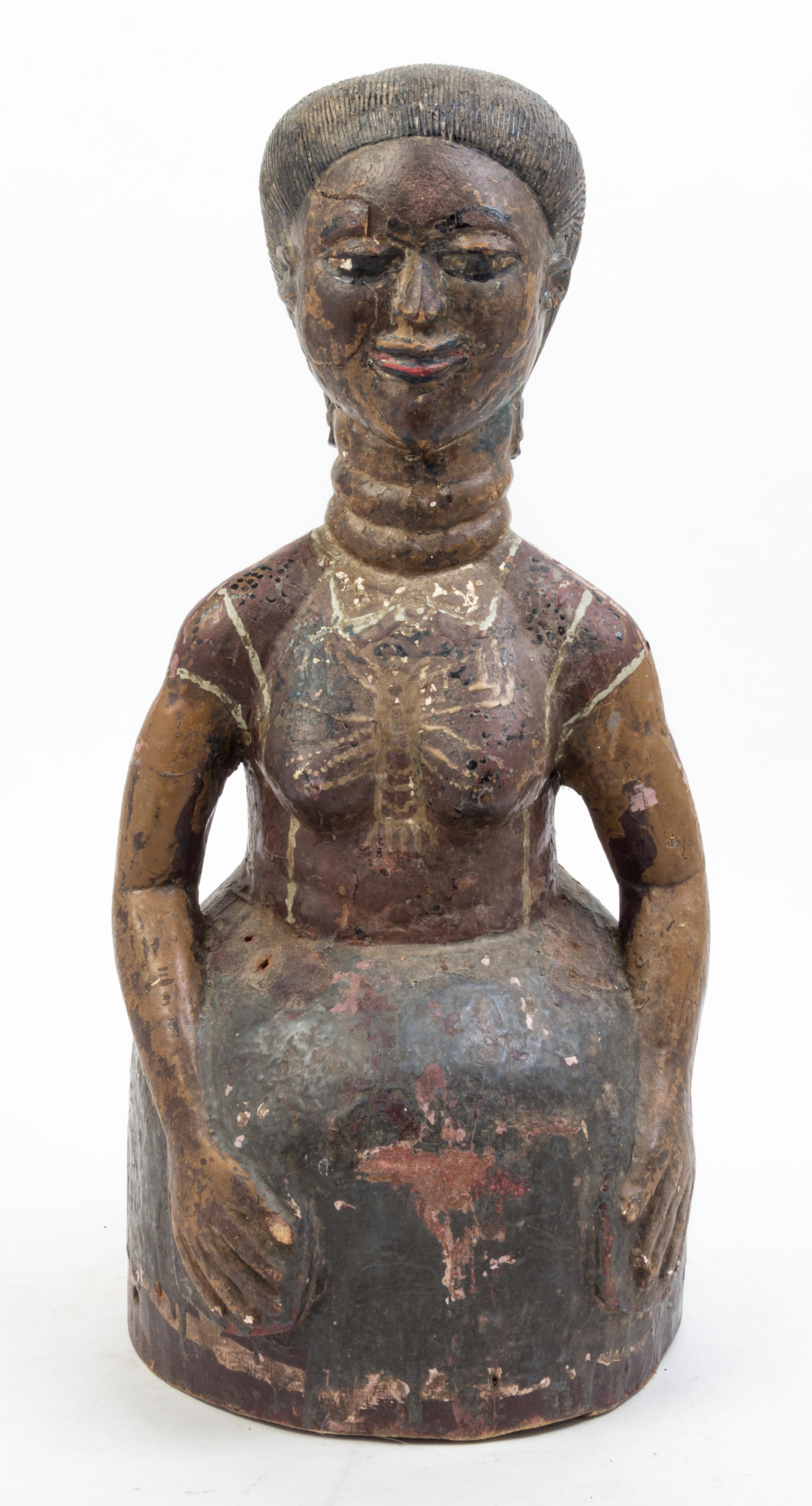 A Polychrome Decorated Wood Figure Height 18 inches.