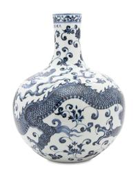 A Chinese Blue and White Porcelain Globular Vase, Tianqiuping
