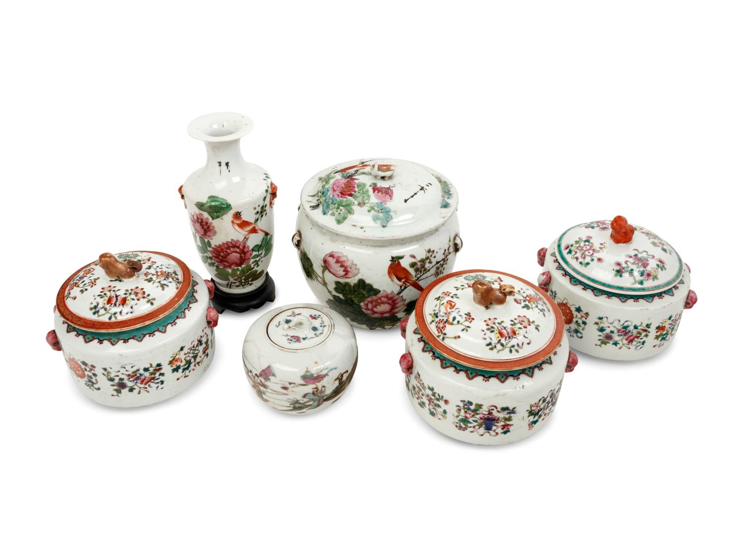 Six Chinese Famille Rose Porcelain Wares