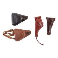 Lot of 16 Assorted WWII-era Military Holsters Including: German, Japanese, and U.S.