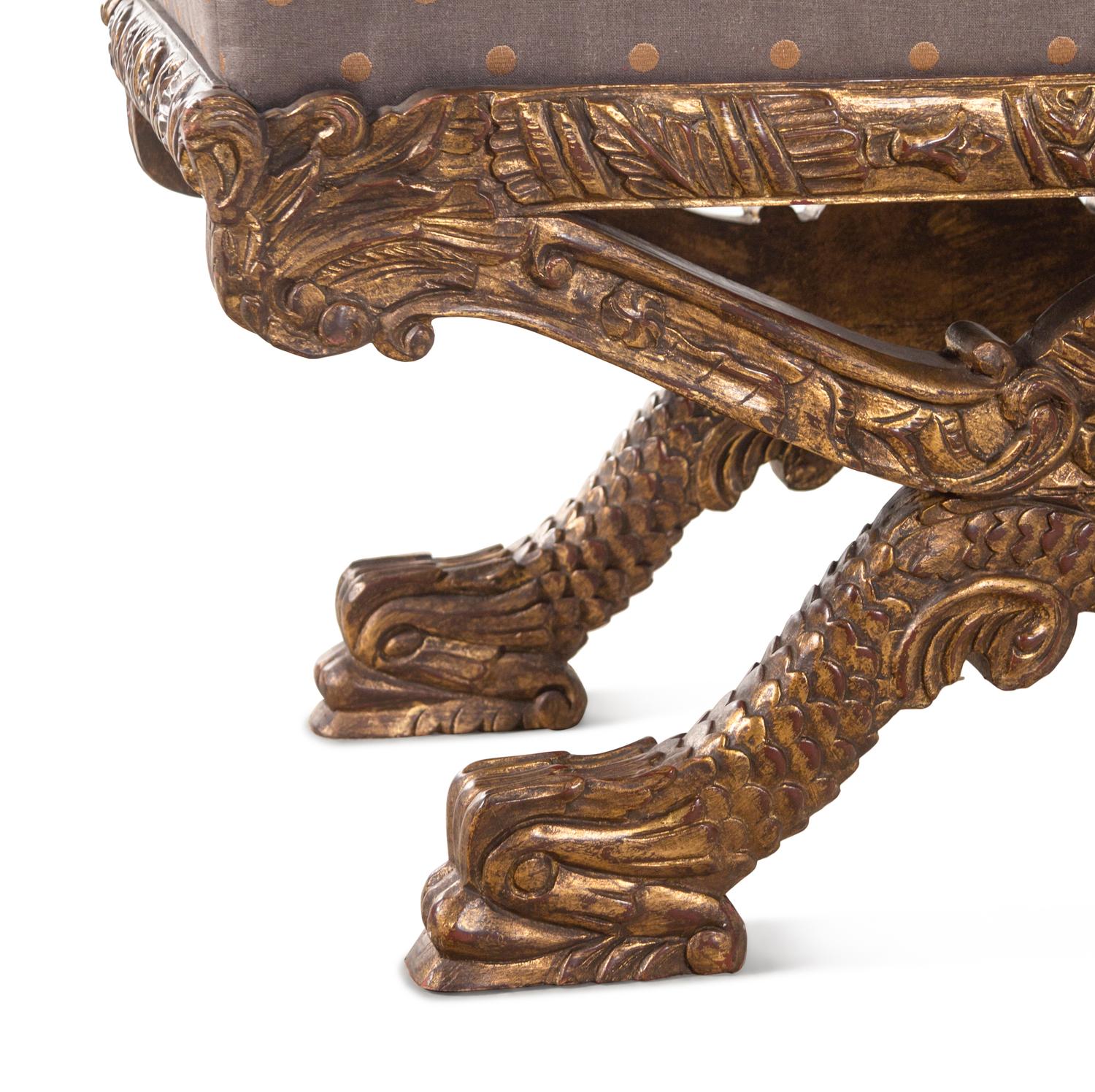 A Pair of Italian Baroque Style Giltwood Stools