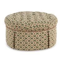 A Custom Button-Tufted Circular Ottoman