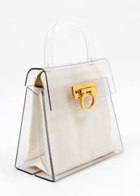 A Salvatore Ferragamo Lucite Top Handle Handbag, 7.75" x 7.75" x 4"; Handle drop: 3".