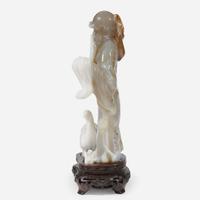 A Chinese carved agate figure of Wang Xizhi 玛瑙俏雕王羲之 20th century ????