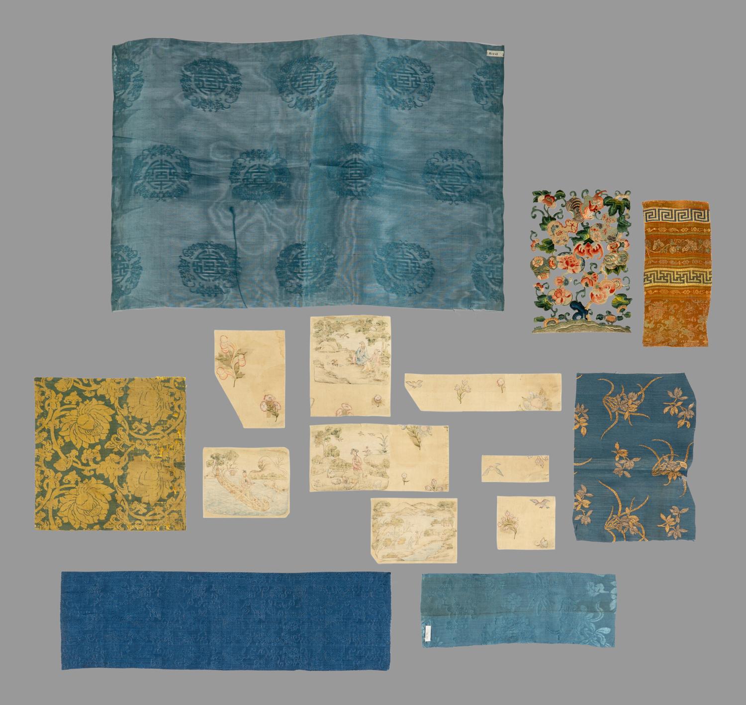 Six Chinese Embroidered Silk Panels