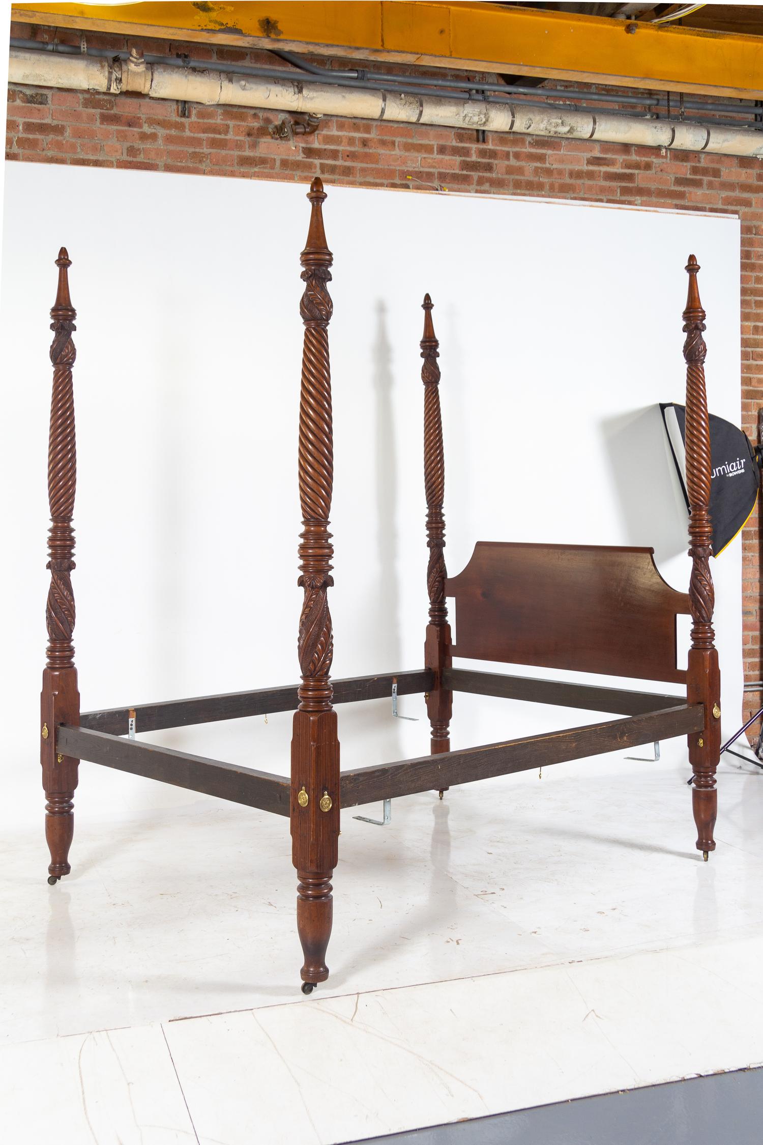 A Classical Carved Mahogany Four-Post Tester Bed
