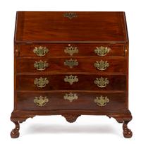 An American Mahogany Slant Front Bureau Height 44 1/4 x width 21 x depth 21 inches. — 19TH CENTURY