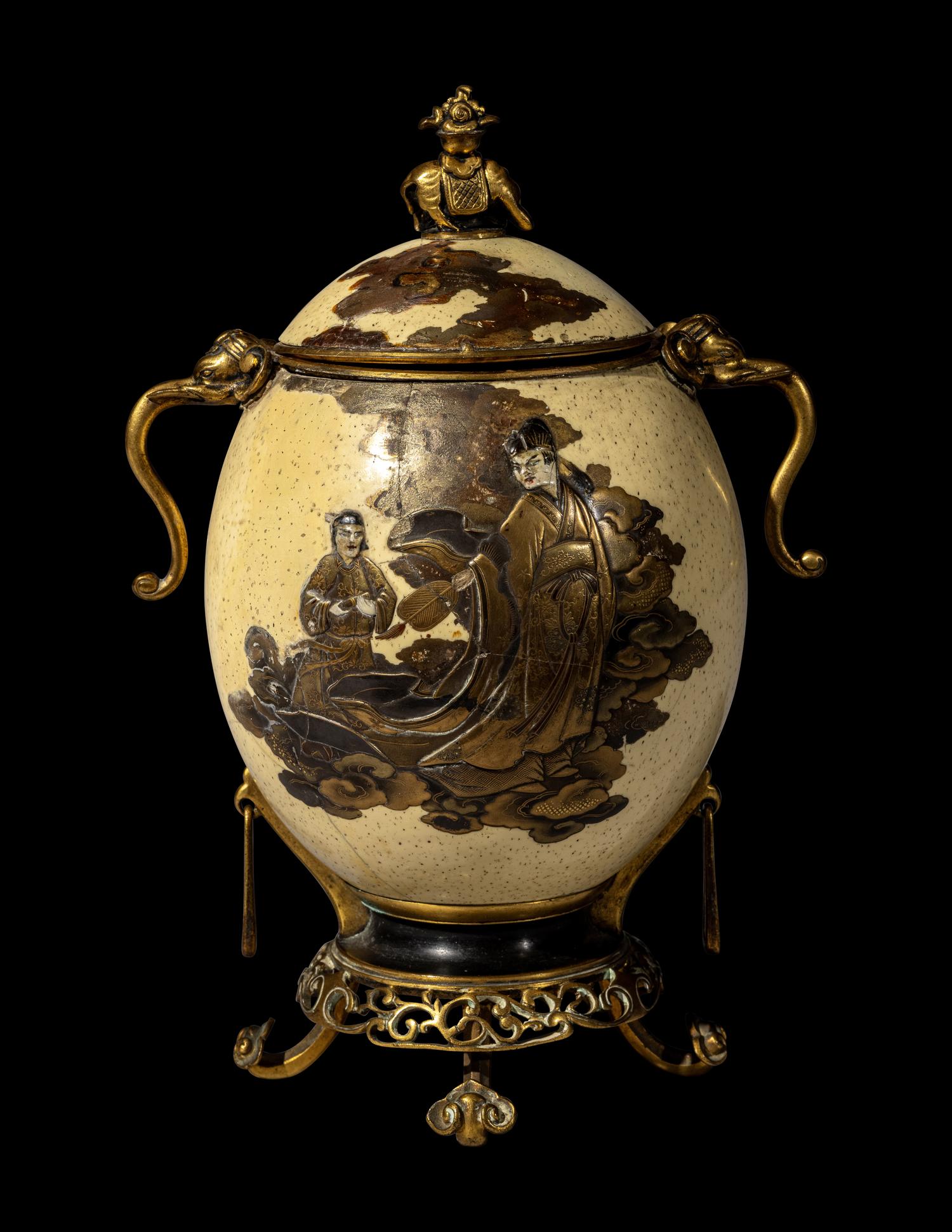A Japanese Gilt Bronze Mounted Egg Covered Vase