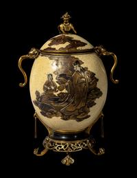 A Japanese Gilt Bronze Mounted Egg Covered Vase