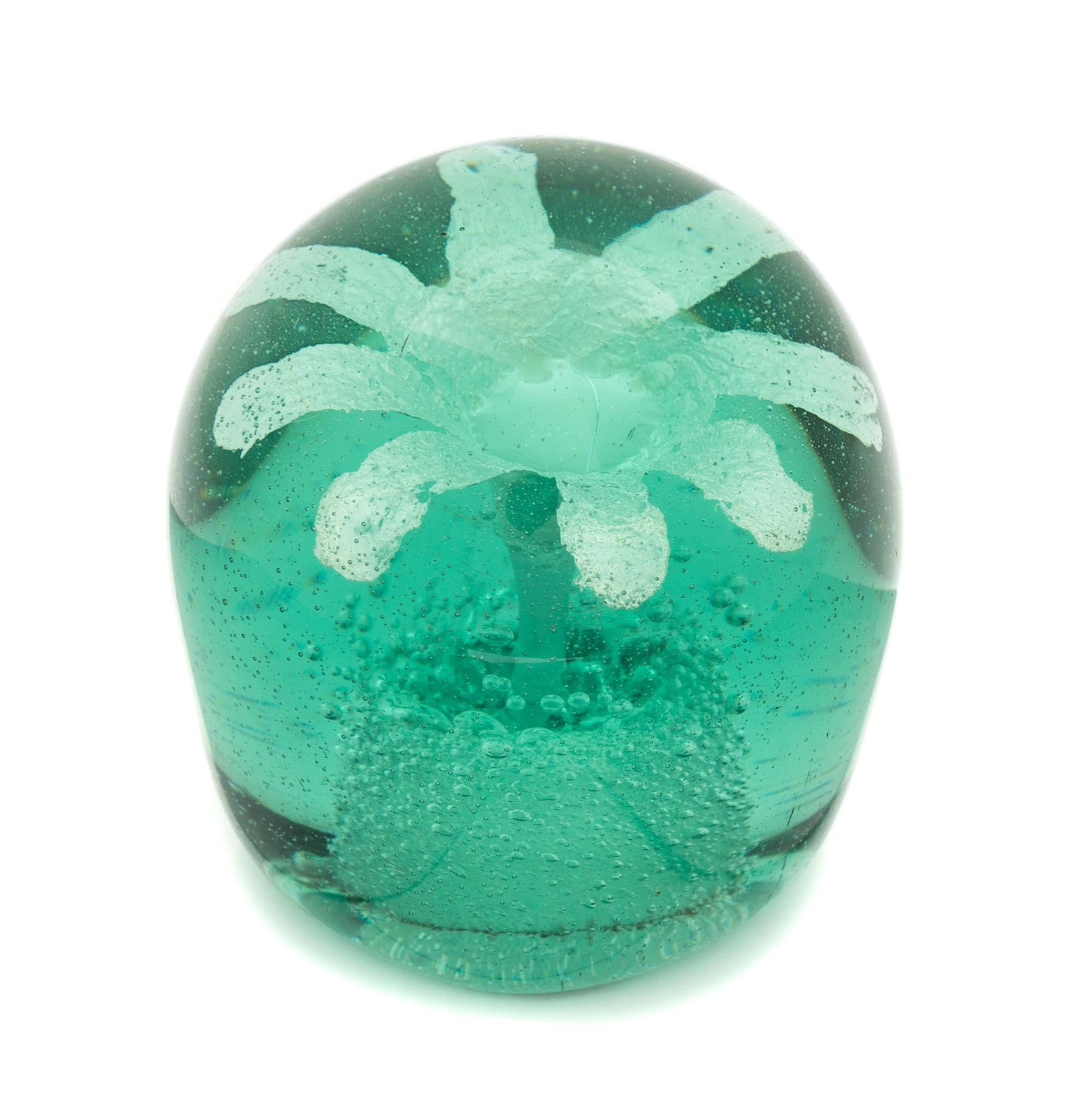 An Antique English Green Bottle Paperweight Diameter: 3 1/4 inches Height: 3 1/2 inches