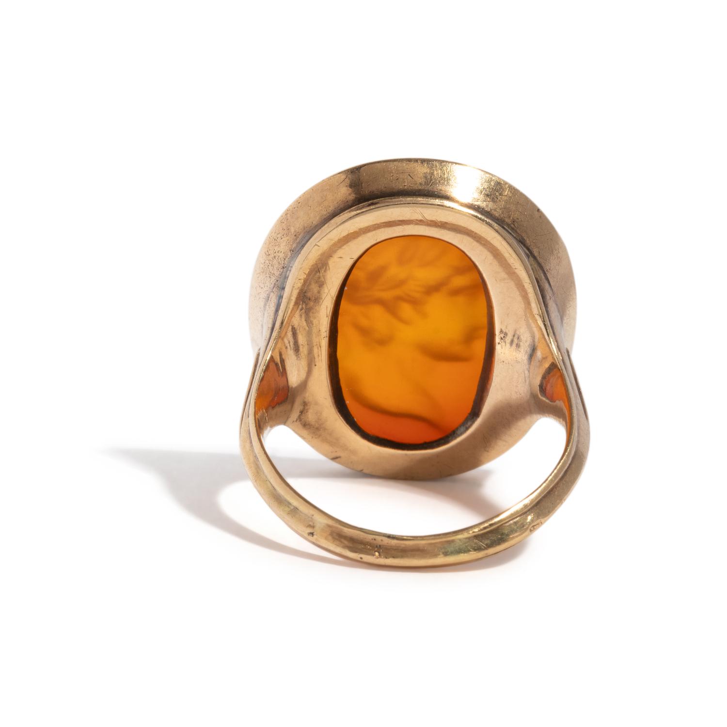 A Neoclassical Gold and Carnelian Finger Ring with the Portrait Head of an Emperor