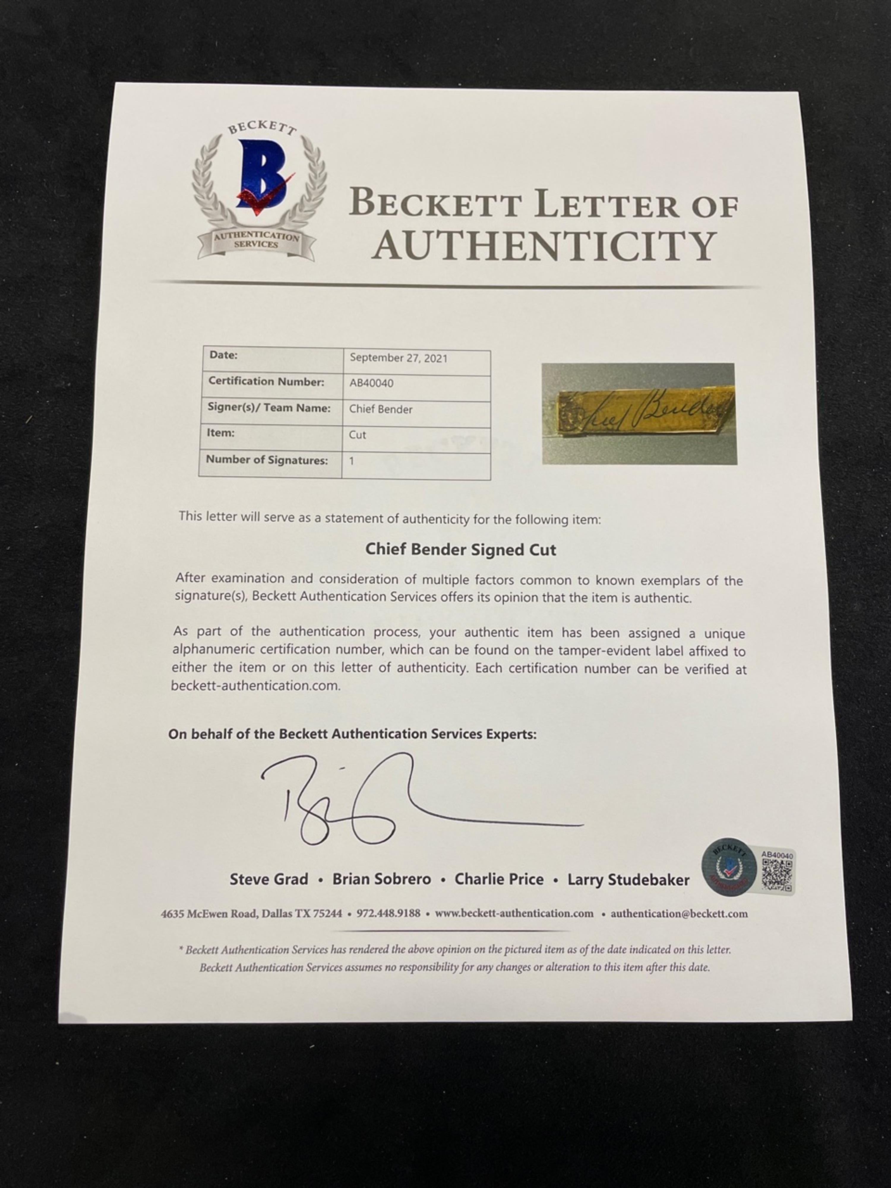 A Group of Three Vintage Baseball Hall of Fame Signed Autograph Cuts, Including Connie Mack, Chief Bender and Joe DiMaggio (Beckett Authentication Services BAS Certified),