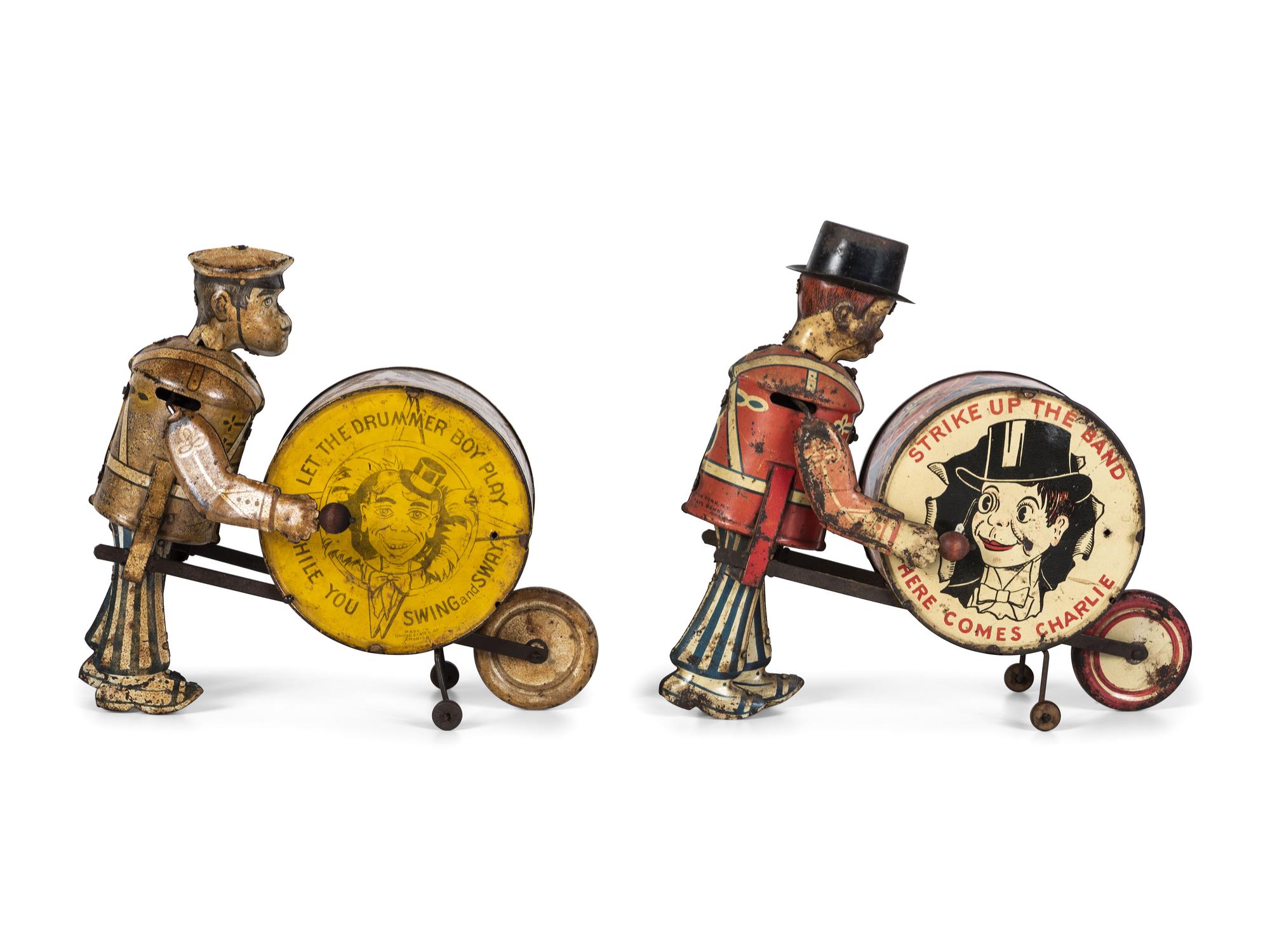 Two Marx Tin Lithograph Windup Drummers