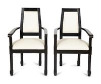 A Pair of Continental Ebonized Armchairs