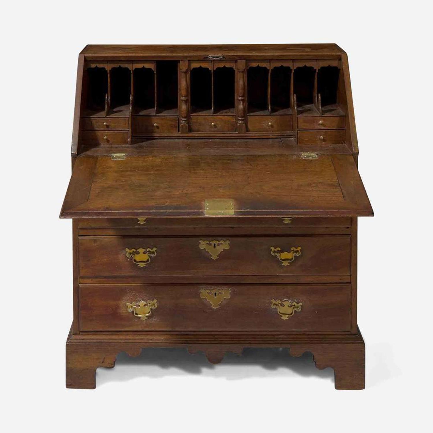 A Chippendale carved walnut slant-front desk Probably Pennsylvania, 18th century