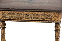 A Chinese Export Gilt and Black Lacquered Sewing Table