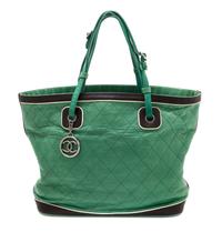 A Chanel Green Calfskin Leather Large Tote Bag, 14" x 12" x 6".