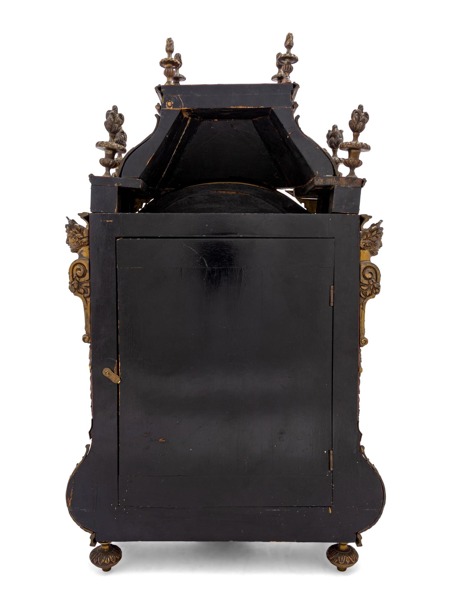 A Louis XIV Style Gilt Bronze and Tortoiseshell Veneered Mantel Clock