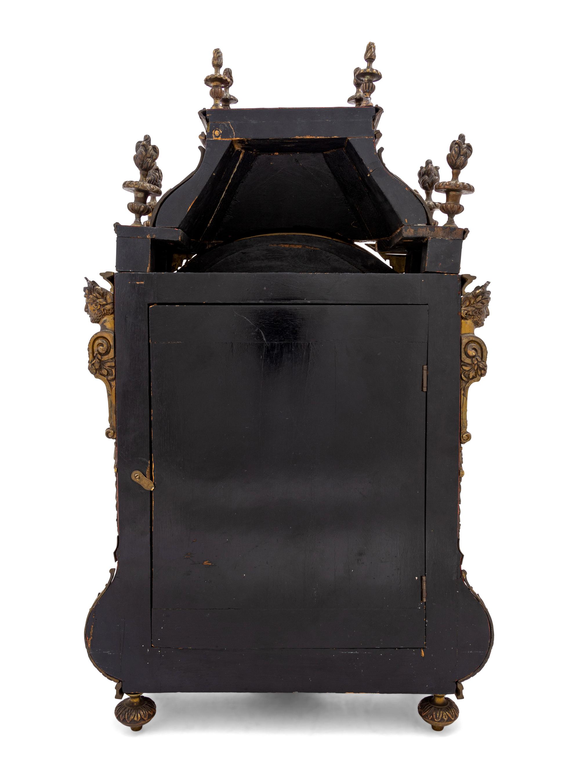 A Louis XIV Style Gilt Bronze and Tortoiseshell Veneered Mantel Clock
