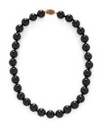 BLACK ONYX BEAD AND YELLOW GOLD NECKLACE