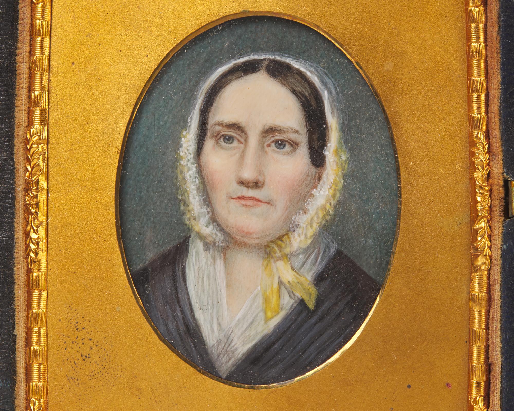 American School 19th Century, A Portrait Miniature of Mrs. Mary Byrnes