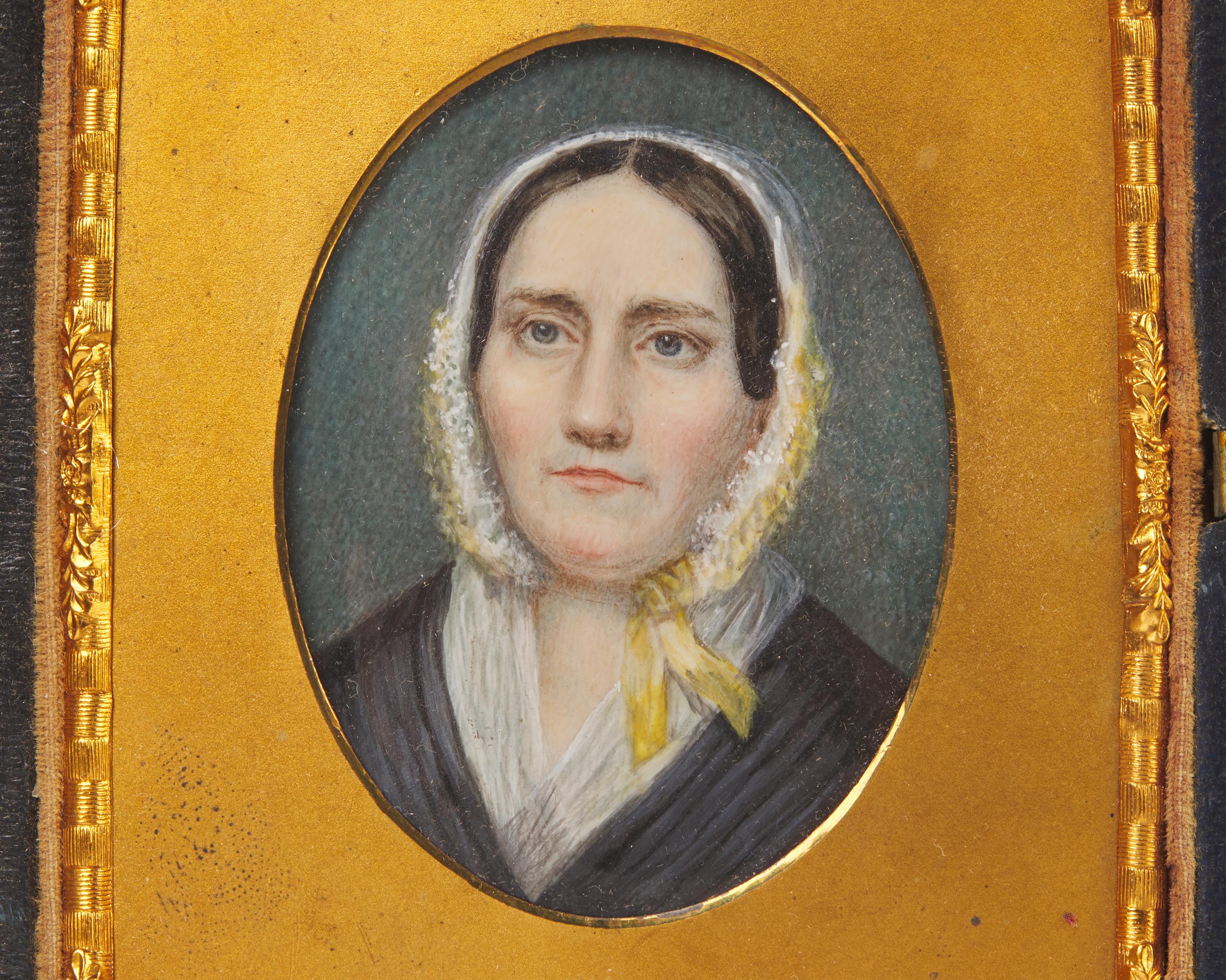 American School 19th Century, A Portrait Miniature of Mrs. Mary Byrnes