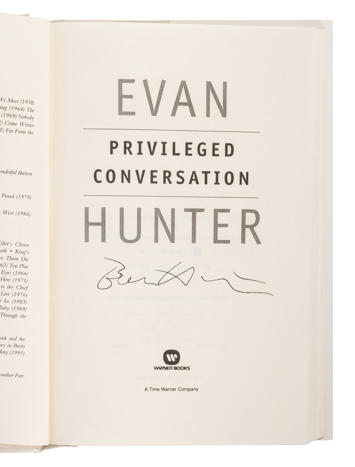 HUNTER, Evan (“Ed McBain”) (1926-2005). A group of 16 works by Hunter, MOST FIRST EDITIONS, MANY SIGNED OR INSCRIBED, comprising: