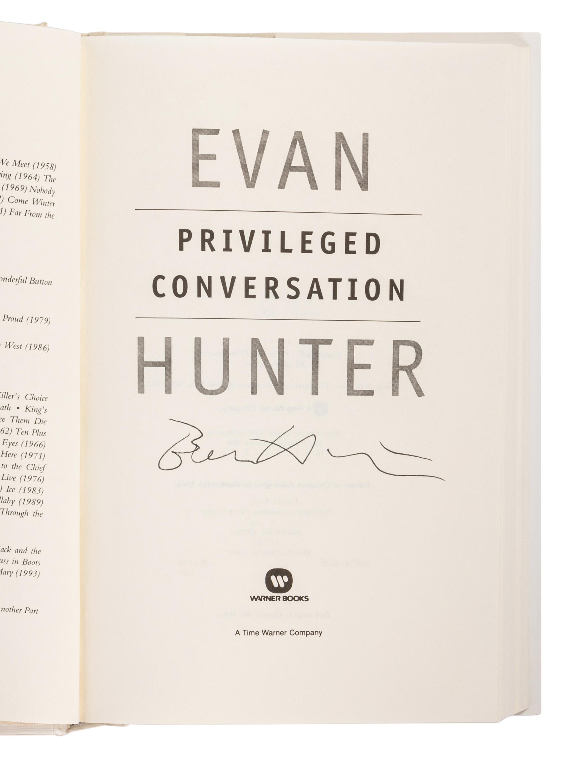 HUNTER, Evan (“Ed McBain”) (1926-2005). A group of 16 works by Hunter, MOST FIRST EDITIONS, MANY SIGNED OR INSCRIBED, comprising: