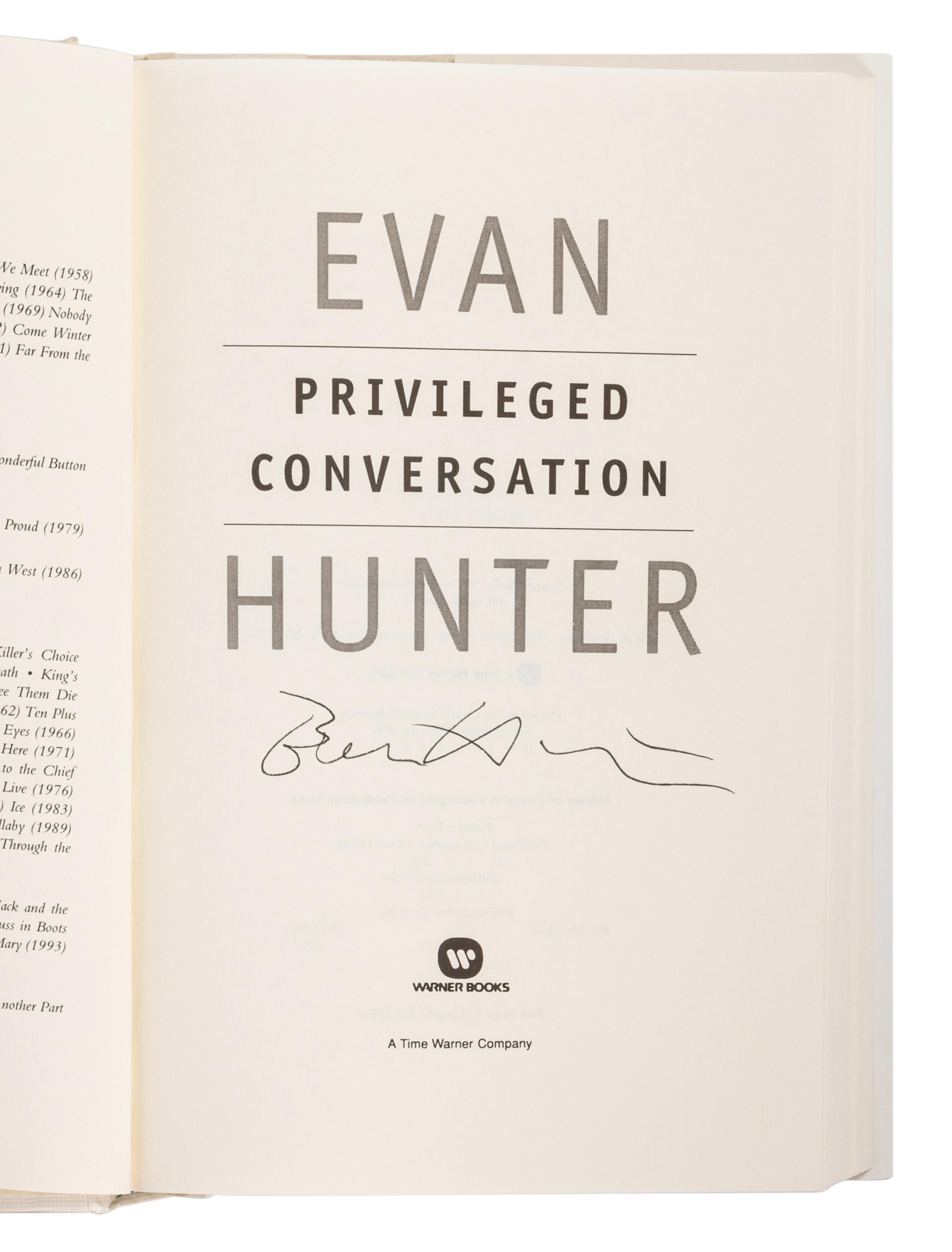 HUNTER, Evan (“Ed McBain”) (1926-2005). A group of 16 works by Hunter, MOST FIRST EDITIONS, MANY SIGNED OR INSCRIBED, comprising:
